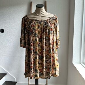 Clay Floral Off the Shoulder Flowy Tunic sz: Large